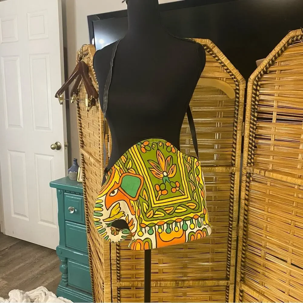 Colorful Elephant Abstract Shoulder Bag made in India Boho novelty festival